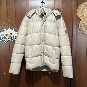 Guess Beige faux Leather Patch Jacket